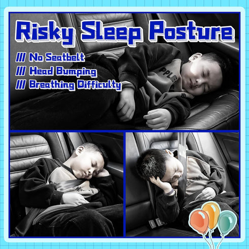 Ivtivfu H-Shape Car Seat Pillow for Kids (Blue Dinosaur), Kids Car Pillows for Sleeping, Child Car Sleeping Head