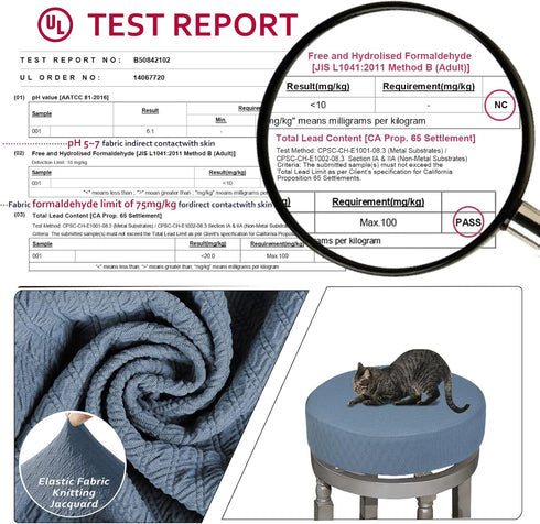4 Dia.14-16" Blue-Set 4 BUYUE Pcs Bar Stool Covers, Luxury Fabric Round Stretchy Crease-Resistant Washable Jacquard