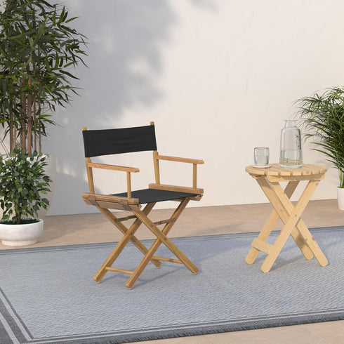18" Casual Home Director's Chair Natural Frame with Black Canvas