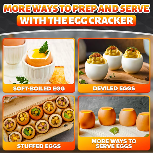 Egg Cracker Tool for Raw Eggs Egg Shell Opener for Soft-Boiled Shell Tops, Stainless Steel Topper with Ergonomic