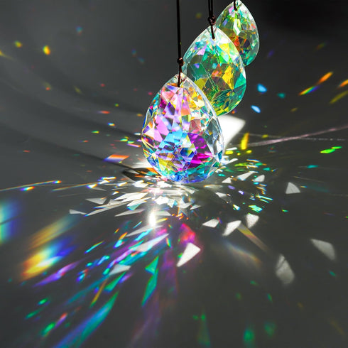 3Pcs 2/2.5/3 inch Crystal Prisms Sun Catchers Chandelier Colorful Bauhinia Ornament Pendants Rainbow Maker Suncatchers