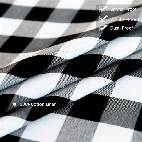 Buffalo Plaid Round Tablecloth, Checkered Cotton Linen Table Cover for Kitchen Dining Room, 48 Inch