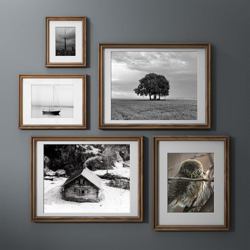5x7 4x6, Picture Frame with Mat Adaptable Display Size for Natural Black Walnut Wood Frame, HD Tempered Glass, Mortise