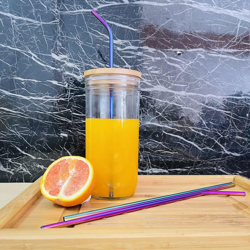 12 Inch Colorful Stainless Steel Straws, 8pcs Ultra Long Reusable Rainbow Metal Drinking Straws
