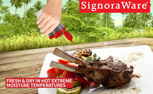 SIGNORAWARE Salt and Pepper Shakers Set of 2, Moisture Proof Large Shaker for Camping, Kitchen, Travel