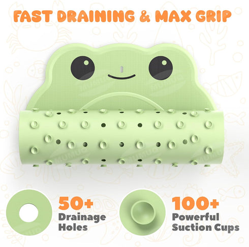 30"x18" Baby Bath Mat for Tub Non Slip Bathtub Mat Ruber Cartoon Frog Shower Mats for Toddlers and Kids Cute Bath Mats