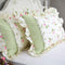 FADFAY Farmhouse Style Pillowcases, Pink Rosetta Printed Gold with Green Plaid, 100% Cotton Vintage Lace Ruffles