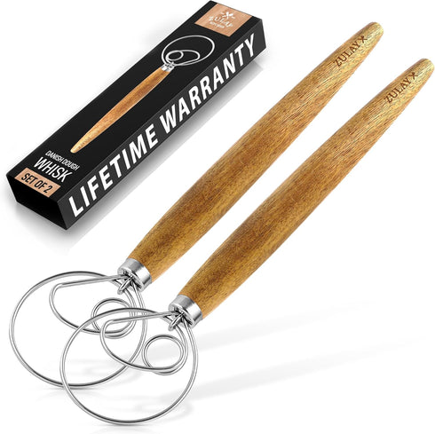 Zulay Kitchen 13-Inch Danish Dough Whisk, Easy Mixing Bread Whisk, Stainless Steel Sourdough Whisk