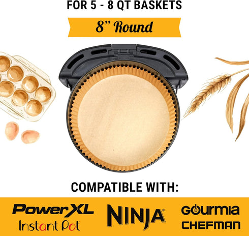 240 pcs Air Fryer Liners for Ninja, Round Disposable Airfryer Paper Liners – Non-Stick and Oil Proof for Easy Cleanup, Great for Oven, Pans & Baking – 8 Inch for 5-8 qt Basket by Baker's Signature by Baker's Signature