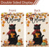 Welcome Fall Garden Flag 12 x 18 Inch, Double Sided Burlap Black Cat with Pumpkins, Autumn Maple Leaves Thanksgiving