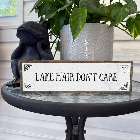Lake Wood Signs, Medium - Wood And Metal, Lake Hair Don’t Care