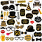 Adult 50th Birthday Photo Booth Props, 41 Pcs for Her Him, Gold and Red Decorations, 50th Happy Birthday Supplies