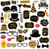 Adult 50th Birthday Photo Booth Props, 41 Pcs for Her Him, Gold and Red Decorations, 50th Happy Birthday Supplies