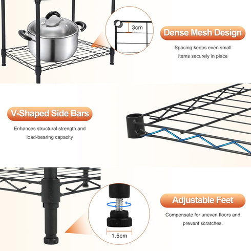 3 400 lbs 1200 lbs 18" 12" 26.4" Whitmor Tier Storage Shelves, Heavy Duty Metal Shelving, Capacity per Shelf, Total