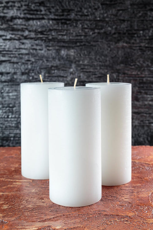 Melt Candle Pillar Candles, 3 Pack - Unscented 3" x 6" Candles for Home, Church, Weddings, & More - White