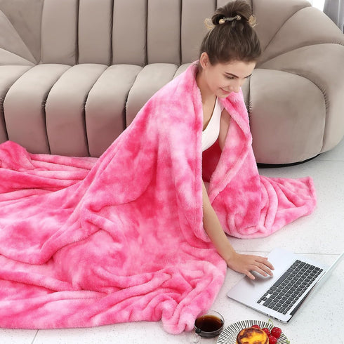 Cozy Fleece Throw Blanket Soft Lightweight Throw Blankets Warm Plush Pink Fall Blankets and Throws Couch Sofa Bed