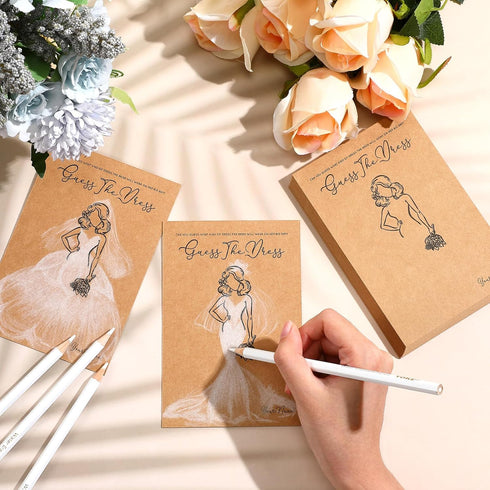 30 Sets Fulmoon Guess The Dress Bridal Shower Games for Guests Include Wedding Shower Games Cards and Water Soluble