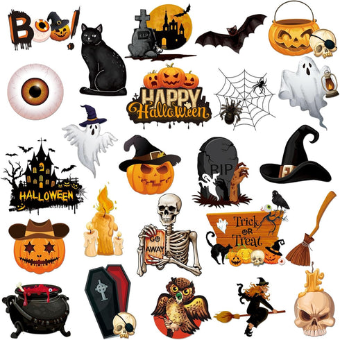 24 Pieces Halloween Refrigerator Magnets, Pumpkin Ghost Decorative Stickers for Metal Door, Mailbox, and Car Decor