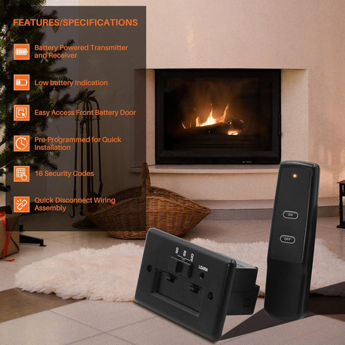 Gas Fireplace Remote Control Kit for Millivolt Valve Appliances, Compatible with Skytech, Ambient, Majestic, and More,