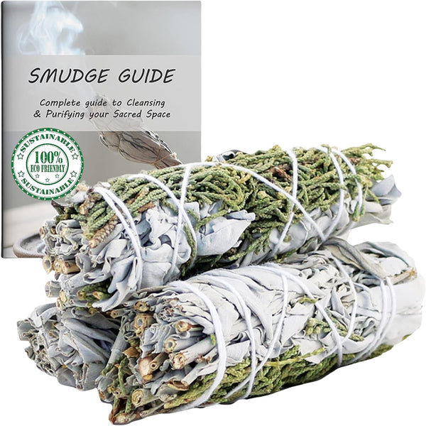 White Sage Mix Smudge Sticks 3 Pack for Cleansing, Meditation, Yoga, and Smudging | Cedar, Rosemary, Eucalyptus, Juniper