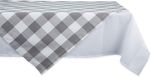 DII Buffalo Check Collection Classic Farmhouse Tablecloth, Gray & White Table Topper, 40x40