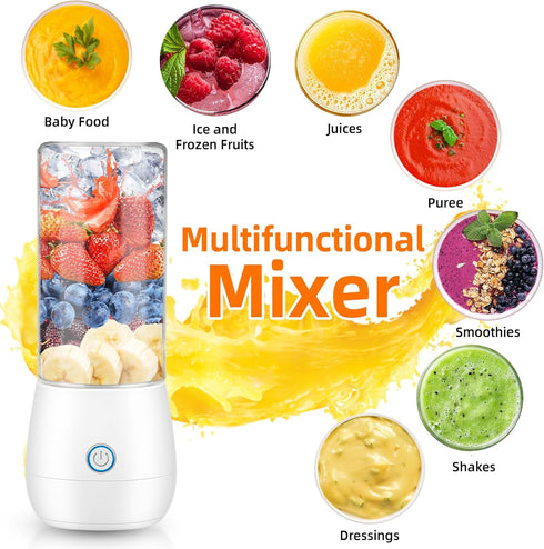 Portable Mini Blender, Personal Blender for Shakes and Smoothies, USB Rechargeable 15 OZ Mini Fruit Juice Mixer