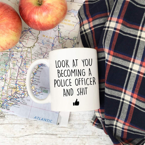 YouNique Designs Police Coffee Cup, 11 Ounce, Police Academy Graduation Gifts, Police Officer Gifts