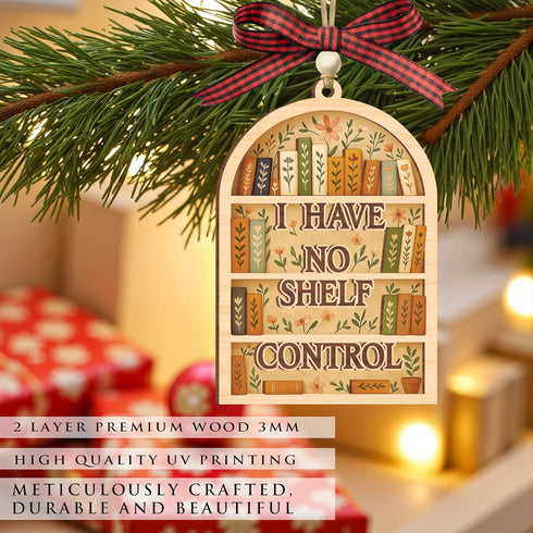 2025, I Have No Shelf Control Book Christmas Ornament Book Lovers Gifts - Book Ornaments for Christmas Tree, Book Lover