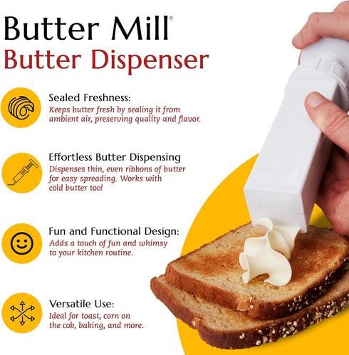 Max Space Butter Mill Butter Dispenser Stick, Twist to Spread Thin Butter Ribbons