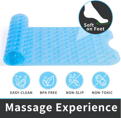 16 39 ROSMARUS Shower Mat Extra Long x Non-Slip Bath Mat for Tub with Suction Cups and Drain Holes Bathtub Mats