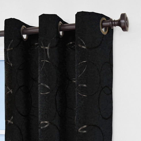 ECLIPSE Meridian Modern Blackout Thermal Grommet Window Curtain, Black, 42 in x 84 in, 1 Panel for Bedroom or Living