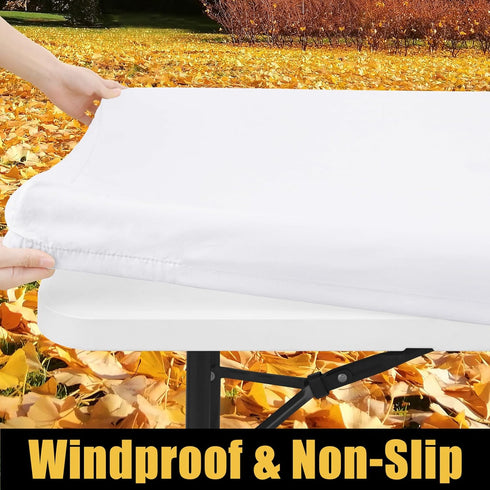 Smiry Waterproof Rectangle Picnic Table Cloth, Elastic Fitted Tablecover for 5 Foot Tables, Washable Polyester