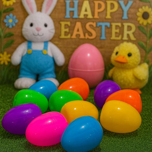 Celmuron 12 Pack 3.74'' Large Easter Eggs Bright Plastic Fillable Eggs for Easter Egg Hunt, Party Favors, Surprise