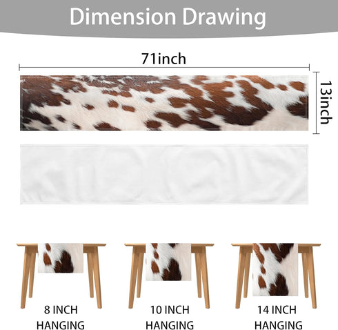 LXXTK 13x71 Inch Linen Cow Print Table Runner Farmhouse Western White Brown Cowhide Runners Table Decorations Rustic