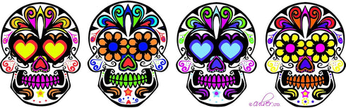 Culver 1.75-Ounce Sugar Skulls Decorated Shot Glasses, Set of 4