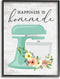 Stupell Industries Happiness is Homemade Phrase Floral Kitchen Stand Mixer Wall Art, 11 x 14, Multi-Color, Black Framed