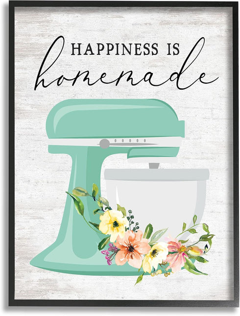 Stupell Industries Happiness is Homemade Floral Kitchen Stand Mixer Wall Art, 16 x 20, Multi-Color