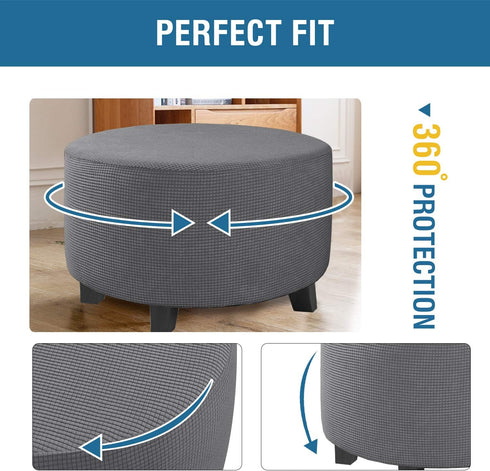 20" 23", H.VERSAILTEX Ottoman Cover Stretch Ottoman Slipcover Round Ottoman Storage Cover Folding Stool Covers