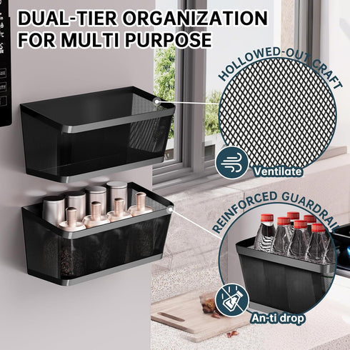 WOCUBEHOME 2Pcs Magnetic Spice Rack for Fridge Magnet Hanging Basket Holder for Seasonings Fruit Vegetables Coffee