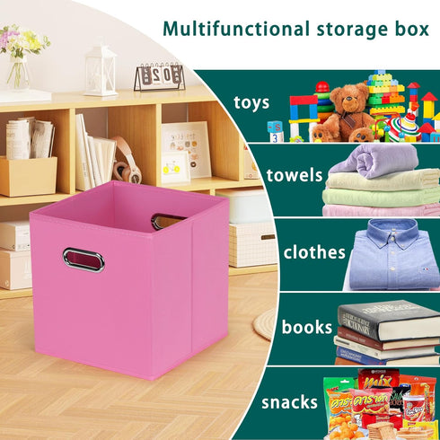Set of 3 Black Foldable Storage Cubes Bins, Fabric Storage Box Organizer Baskets with Dual Handles for Home Organizer