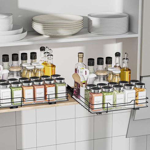 Pull Out Spice Rack, Slide Out Organizer for Kitchen and Pantry, Fits Spices, Sauces, Canned Food