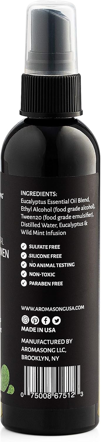 Aromasong Eucalyptus & Wild Mint Linen and Room Spray, Natural Aromatic Mist for Relaxation