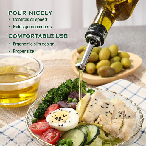 AOZITA 17oz 500ml Clear Glass Olive Oil Dispenser Bottle - Oil & Vinegar Cruet with Pourers and Funnel - Olive Oil