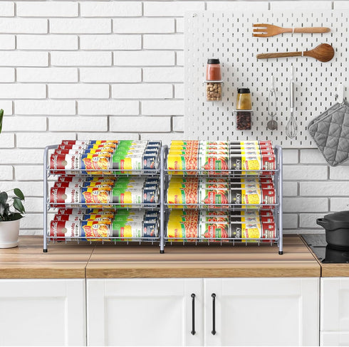 MOOACE Can Rack Organizer, 2 in 1 Can Storage Dispenser, Holds up to 72 Cans, Pantry Kitchen Cabinet