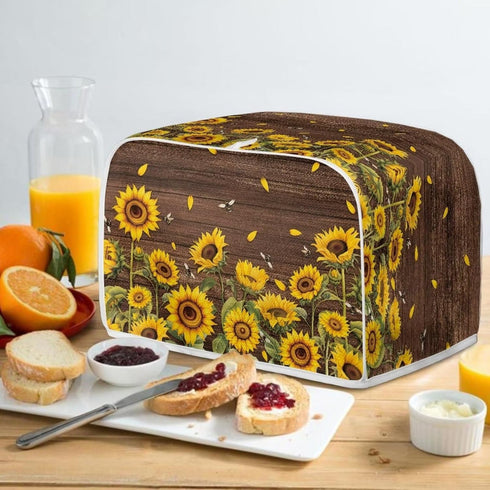 Sunflower Print Toaster Cover Dustproof Bread Maker Cover, Universal 2 Slice Oven Cover Appliance Cover