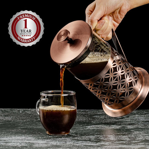 OVENTE French Press Coffee Maker, 34 Ounce, Durable Borosilicate Glass with Stainless Steel Filter Plunger System