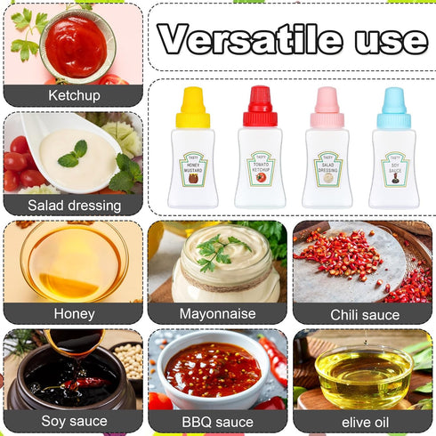YUXIANLB 4Pcs 25ml Mini Ketchup Bottles, Small Condiment Squeeze Bottles with Sturdy Screw Cap, Portable Honey Sauce