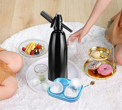 Atldmphic Siphon,1L Drinks,(8 CO2 Soda Sparkling Water and Soda Maker, Portable Carbonated Water Machine, Aluminium