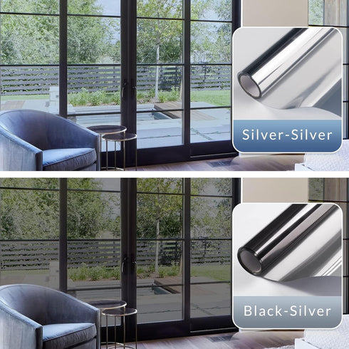 rabbitgoo Window Privacy Film One Way Tint, Static Cling Sun Blocking Anti-UV Glass Door Window Cover, 17.5 Inch X 6.5