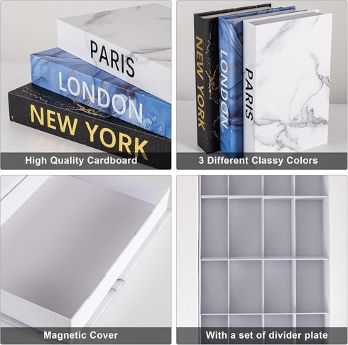 Set 3 (Z111) Decorative Books for Home Decor of Stacked Book Coffee Table Bookshelf Dcor Faux Books for Decoration